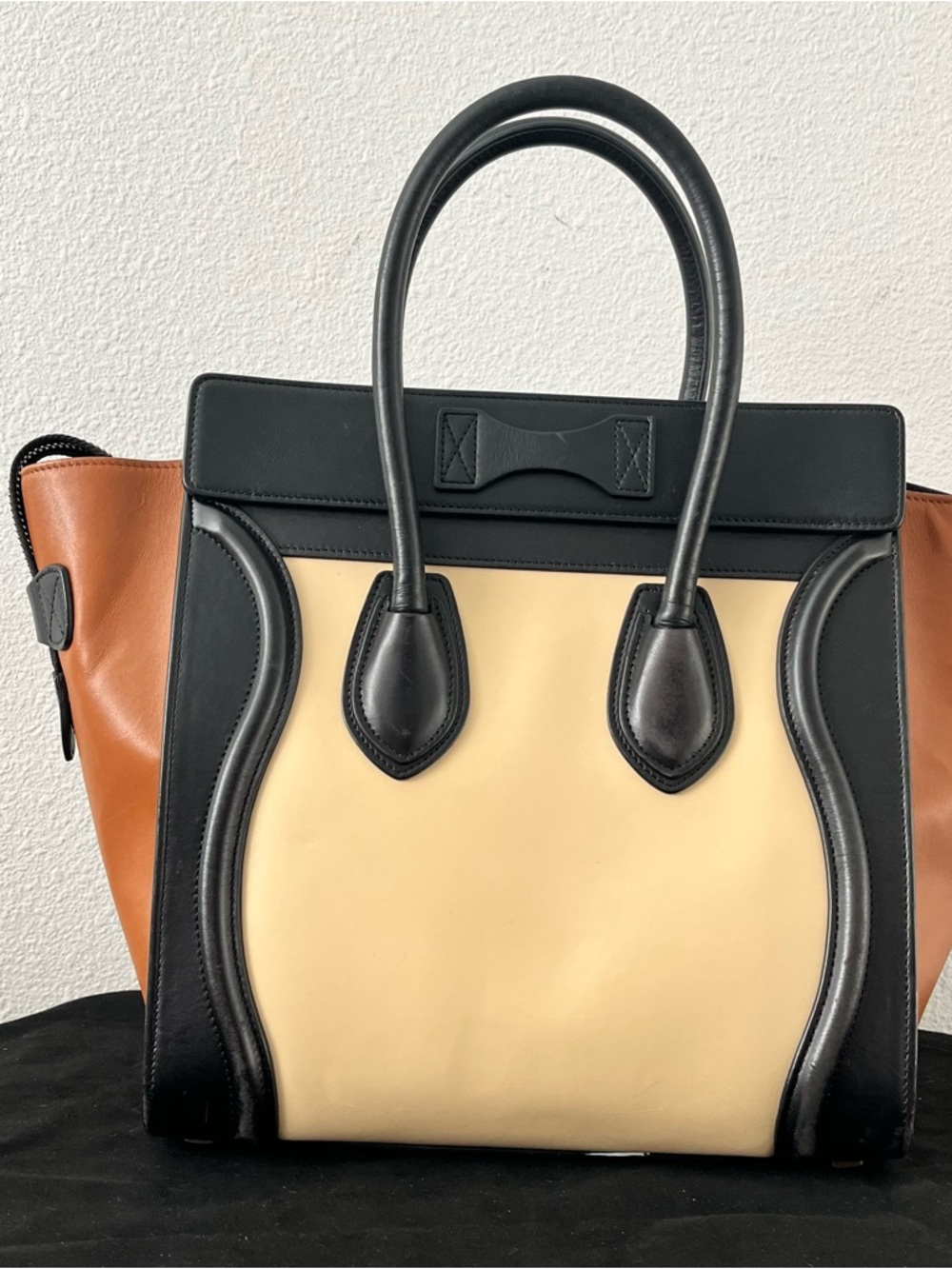Celine Luggage Tote Tricolor Leather Micro Top Handle Handbag - Picture 7 of 11